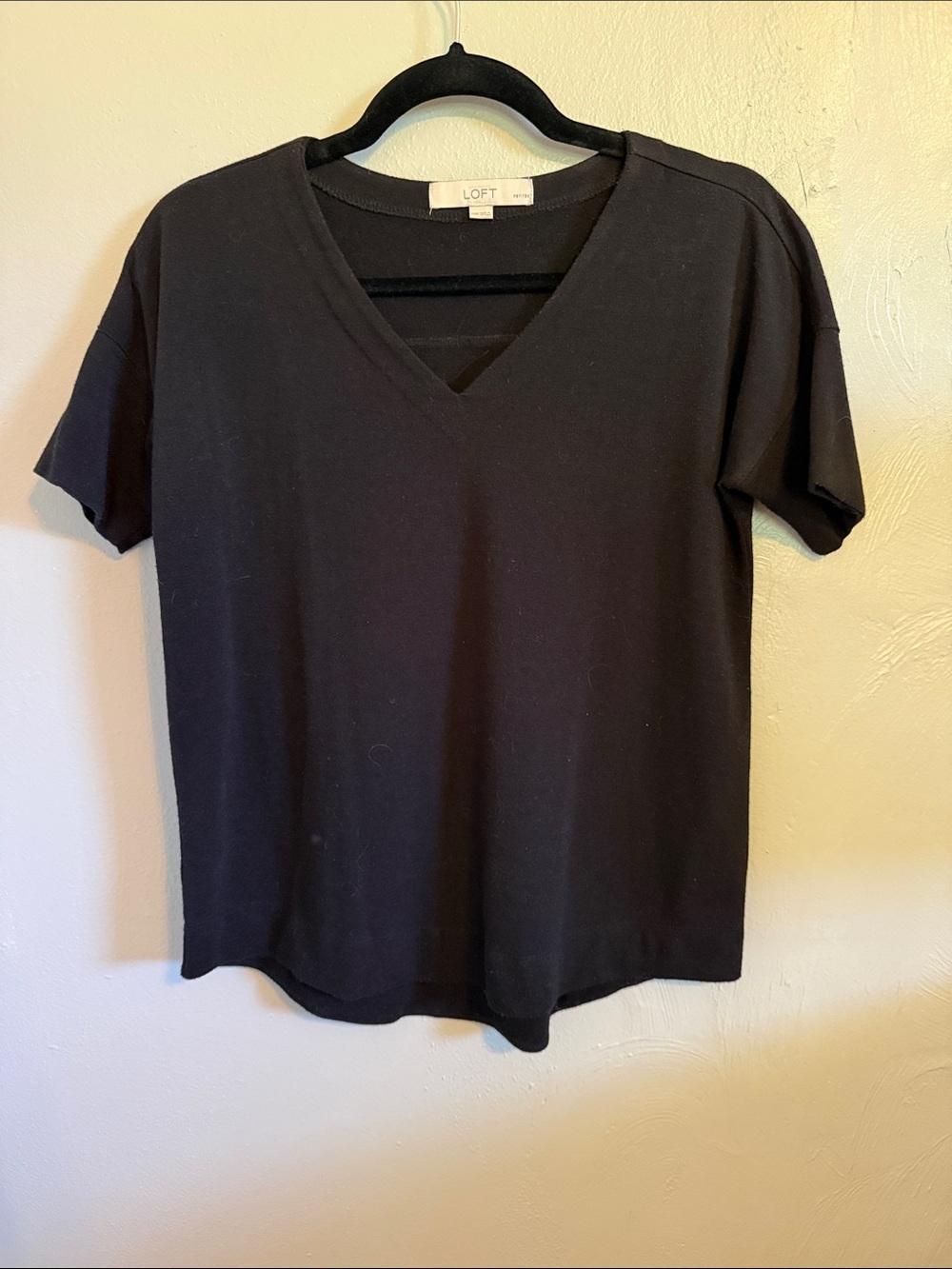 LOFT black V neck top
